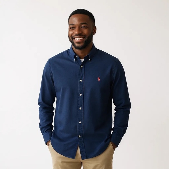 Polo Ralph Lauren XL Navy Cotton Blake Oxford R $138 - Picture 1 of 11
